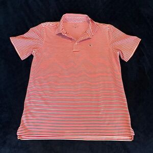 Vineyard Vines Sankaty Polo Shirt Womens XL Red White Striped Performance Golf
